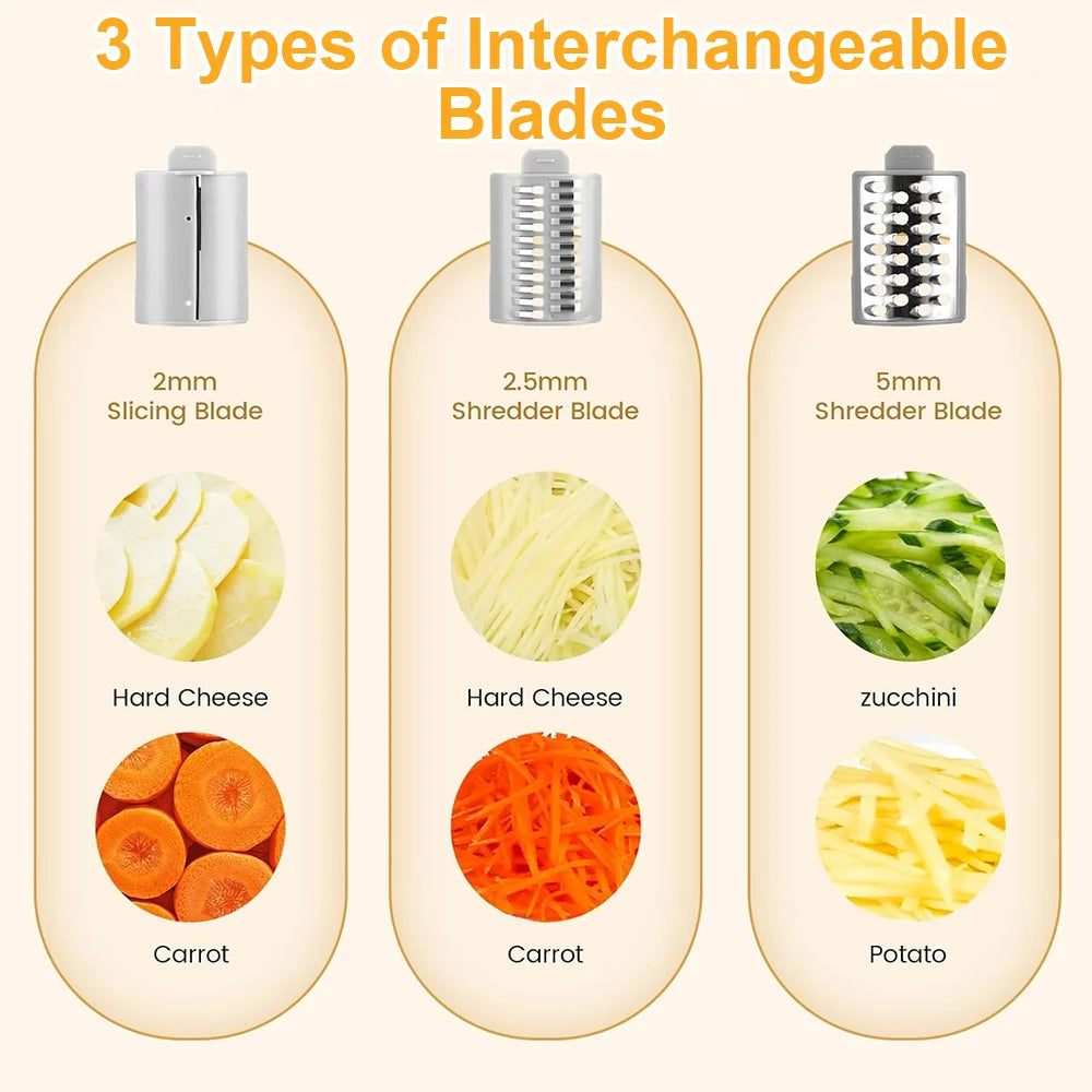 Multi-function Vegetable Cutter Electric Vegetable Slicer Shredder Kitchen Cheese Vegetable Chopper 3 in 1 UK Plug