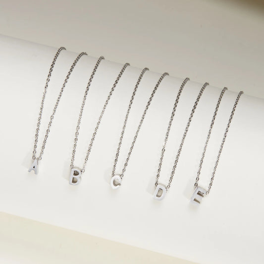 Silver Color Tiny A-Z Initial Letter Necklace for Women Stainless Steel 26 Alphabet Name Pendant Necklaces Jewelry Birthday Gift