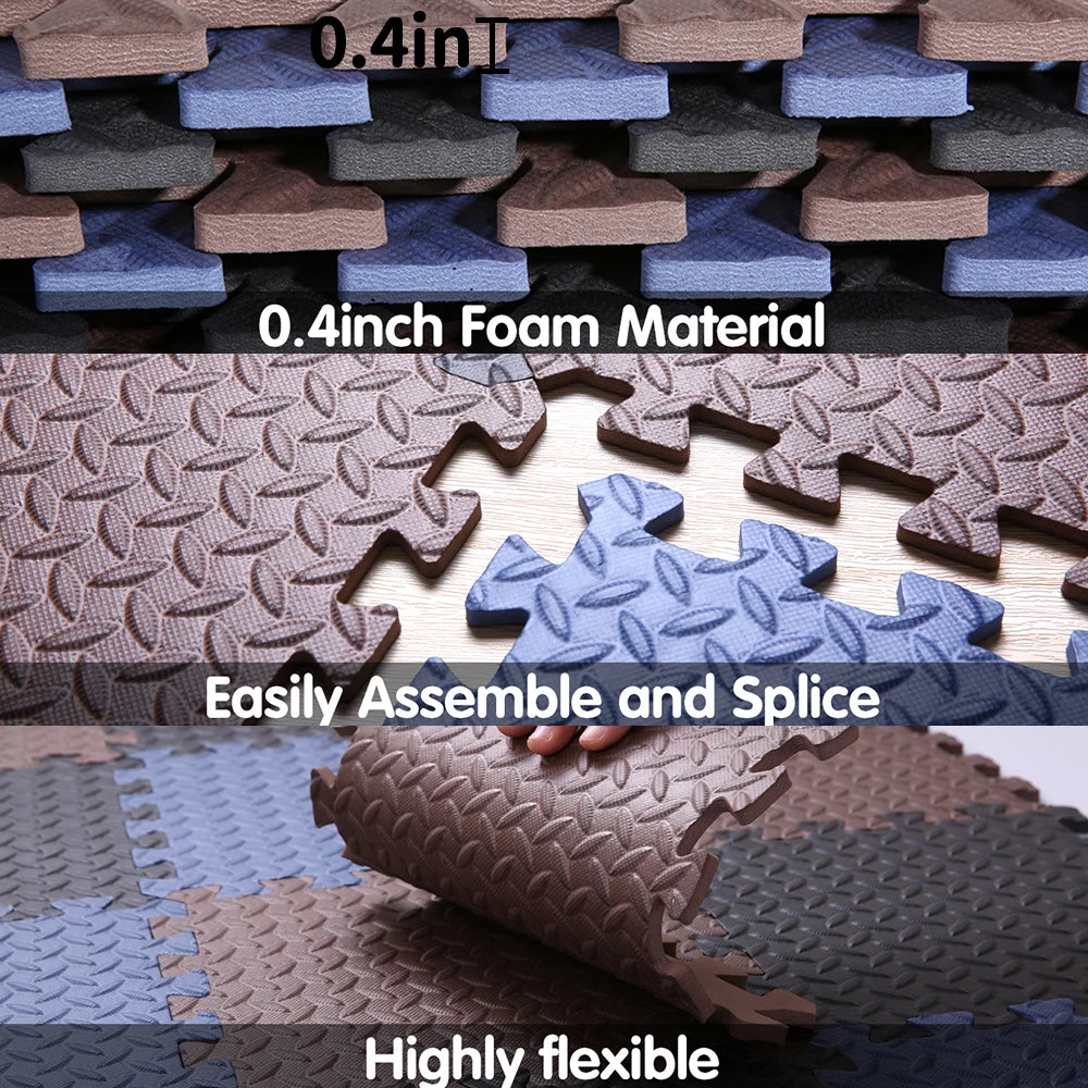 Non-Toxic Play Mat 0.4 Inch/18pcs Thick Square Puzzle Mat for Children Room Activities,30*30cm EVA Foam Play Mat with PVC Bag