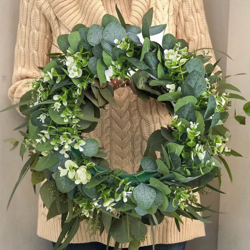 Eucalyptus Wreath Flowers Gifts DIY Christmas Creative Artificial Garland Hanging Pendants Wedding Decoration Home Party Decor