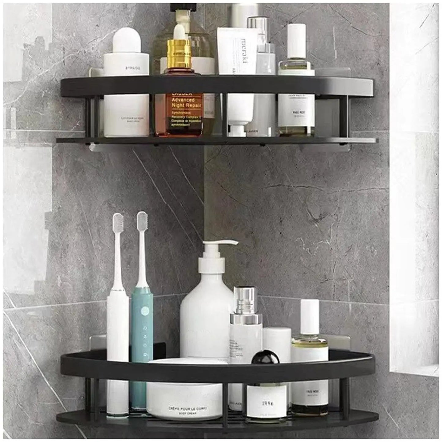 Bathroom Corner Shower Caddy Shelf Storage Rack 2 Tier Wall Tray Organiser HOT.