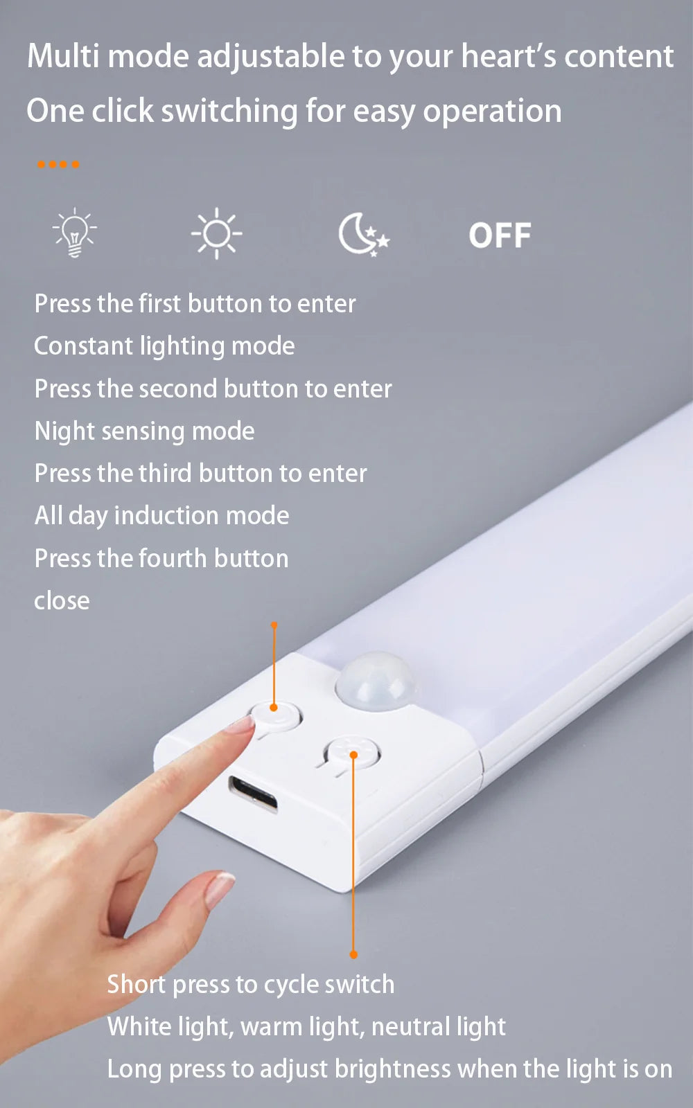 Motion Sensor Night Light USB Rechargeable Wireless Lamp Under Cabinet Led Lights for Kitchen Cabinet Bedroom Wardrobe Lighting