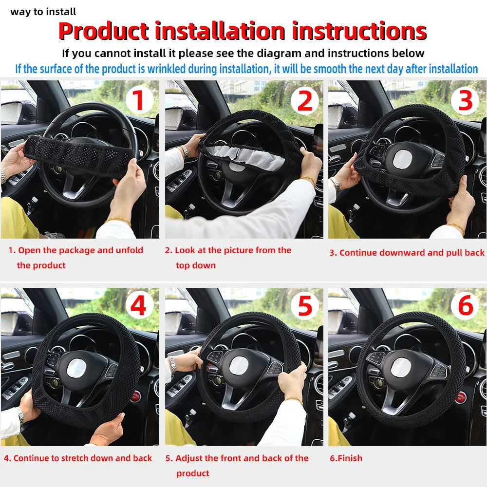 1 little monster PU embossed leather automotive supplies without inner ring steering wheel cover fits 14.5-15 inches