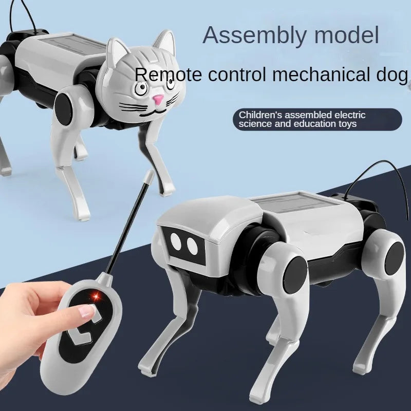 DIY Assembly Dog Rc Robot Remote Control Mechanical Toy Science Teaching Assembling Model Electric Set Toys for Boys Kids Gifts