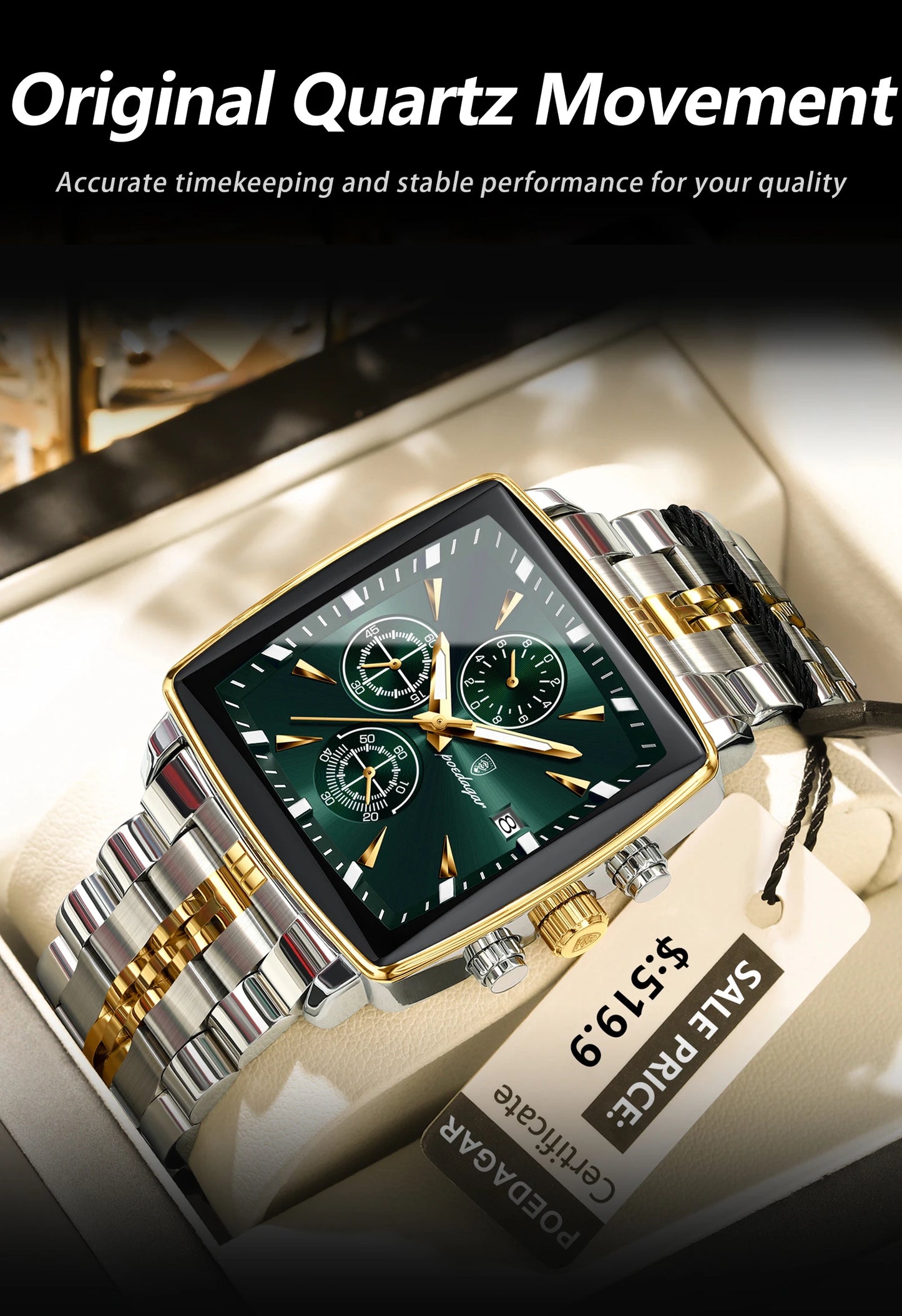 POEDAGAR Top Luxury Male Wristwatch Waterproof Luminous Stainless Steel Men Watch Chronograph Date Business Quartz Men's Watches
