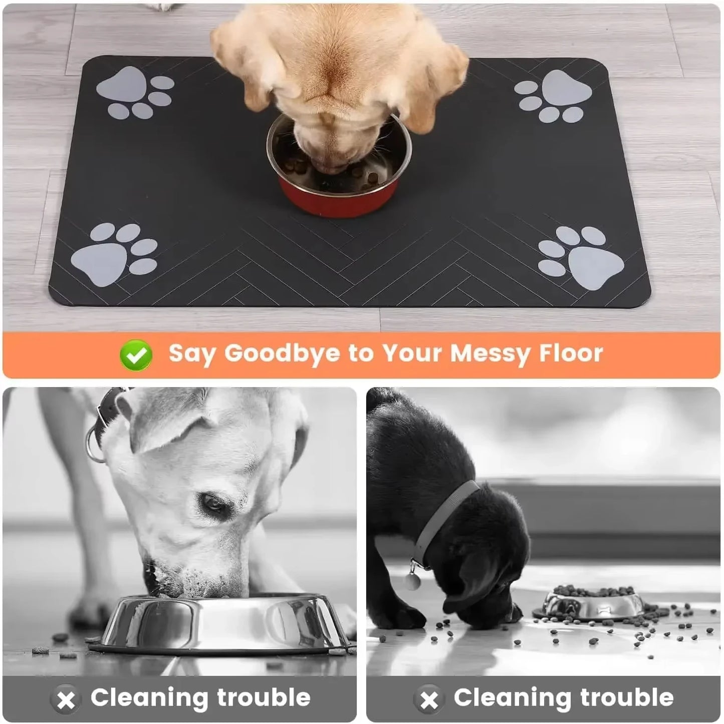 Pet Feeding Mat – Non-Spill, Non-Slip Waterproof Silicone Placemat for Cats & Dogs