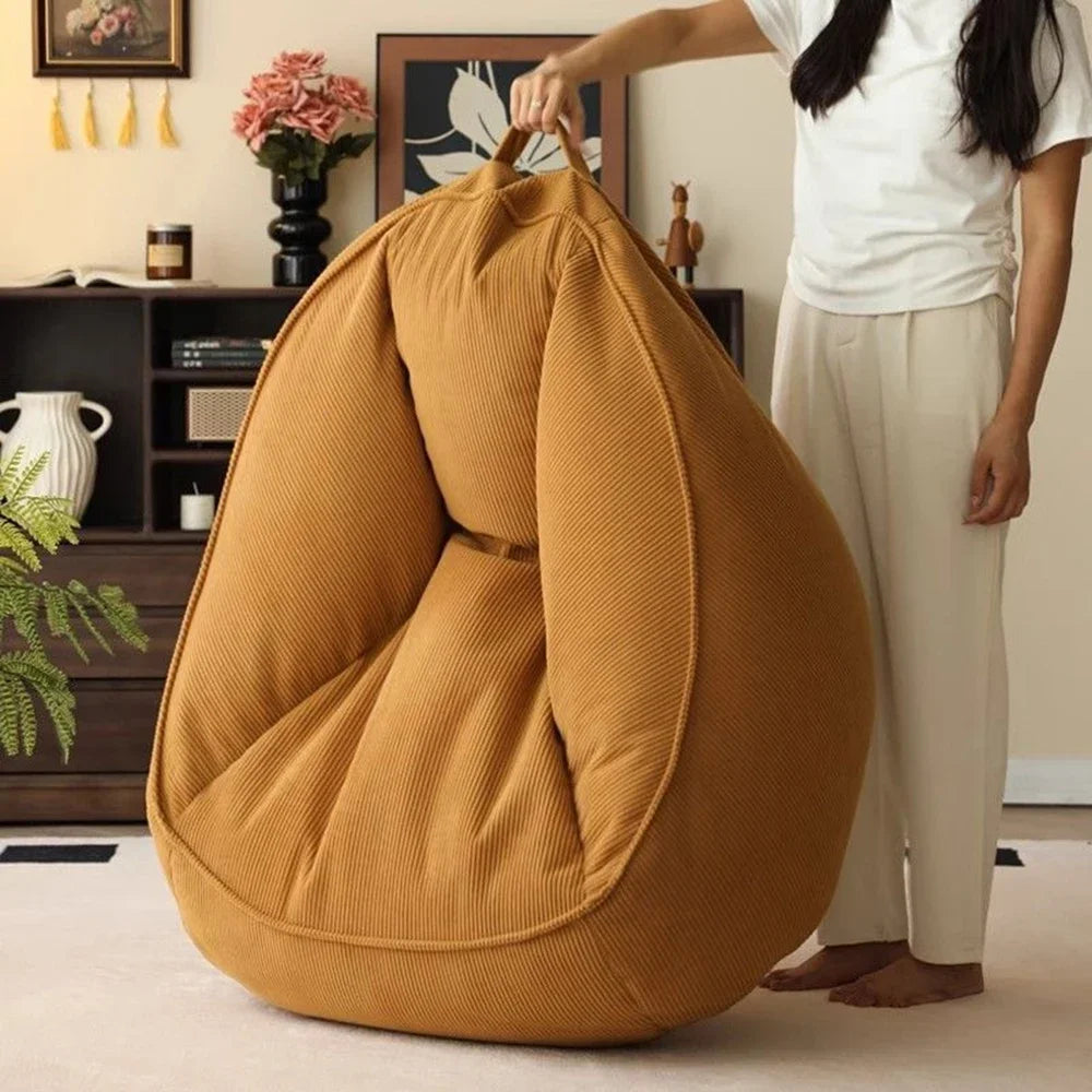 Single Lazy Bean Bag Sofa Upscale Soft Balcony Comfortable Sofa Chair with Footrest Padding Included Home Furniture