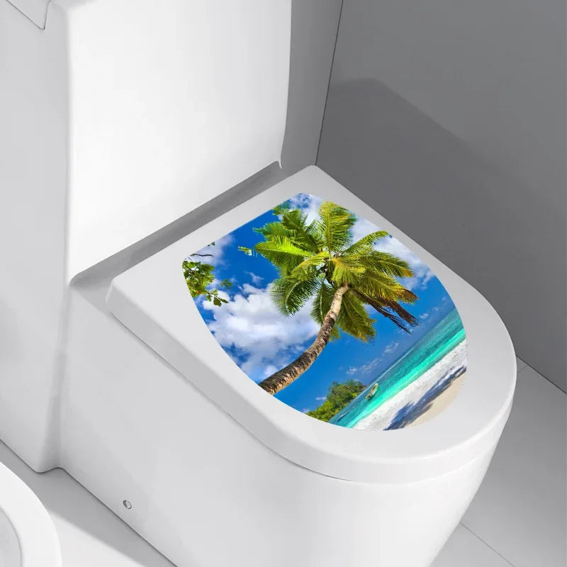1pc DIY Undersea Animal Pattern Bathroom Decor 3D Toilet Seat Sticker PVC Art Wallpaper Removable Bathroom Decals Toilet Sticker