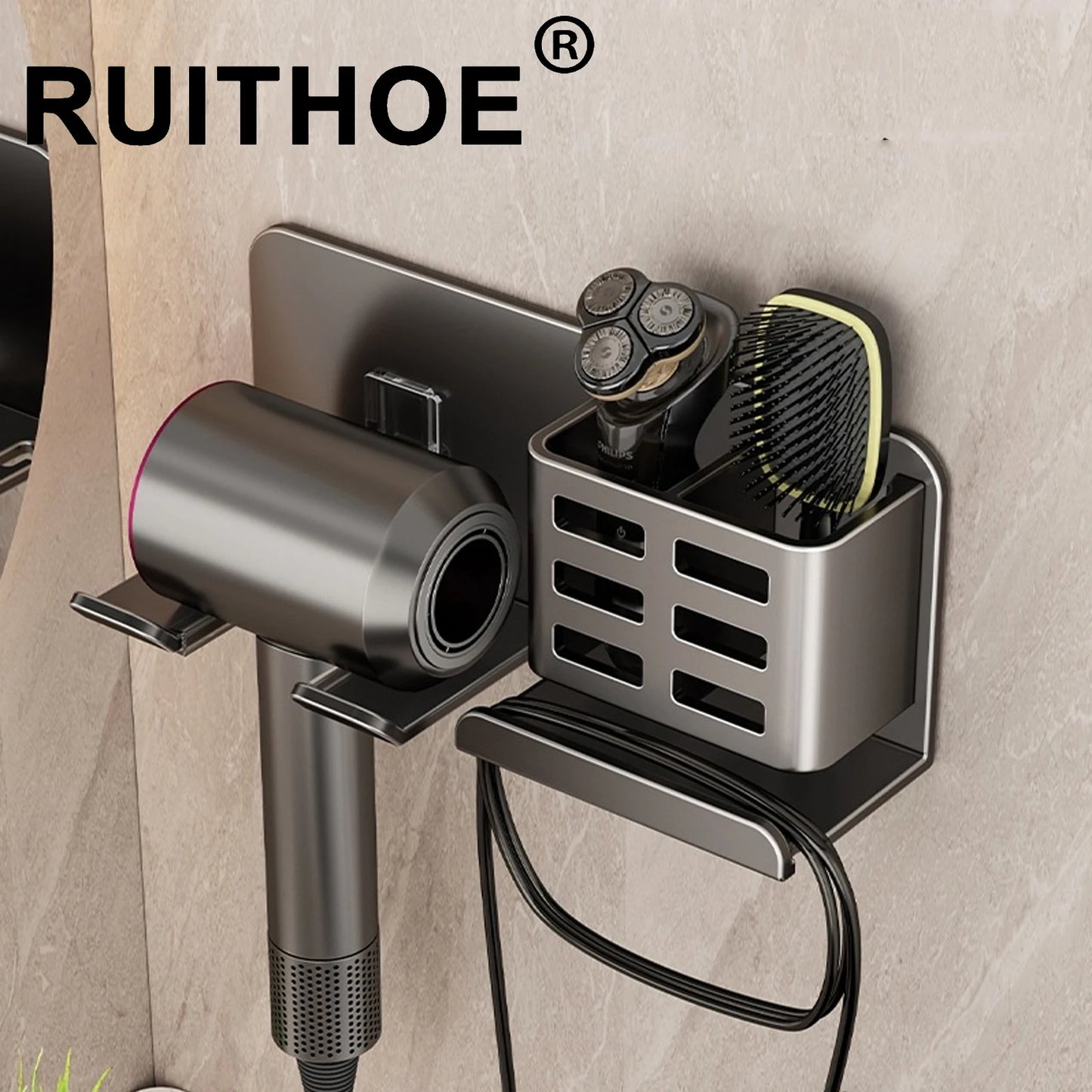 Hair Dryer Holder Wall Dryer Cradle Straightener Stand Hairdryer Organiser Box Toilet Blower Holder Shelf Bathroom Accessories