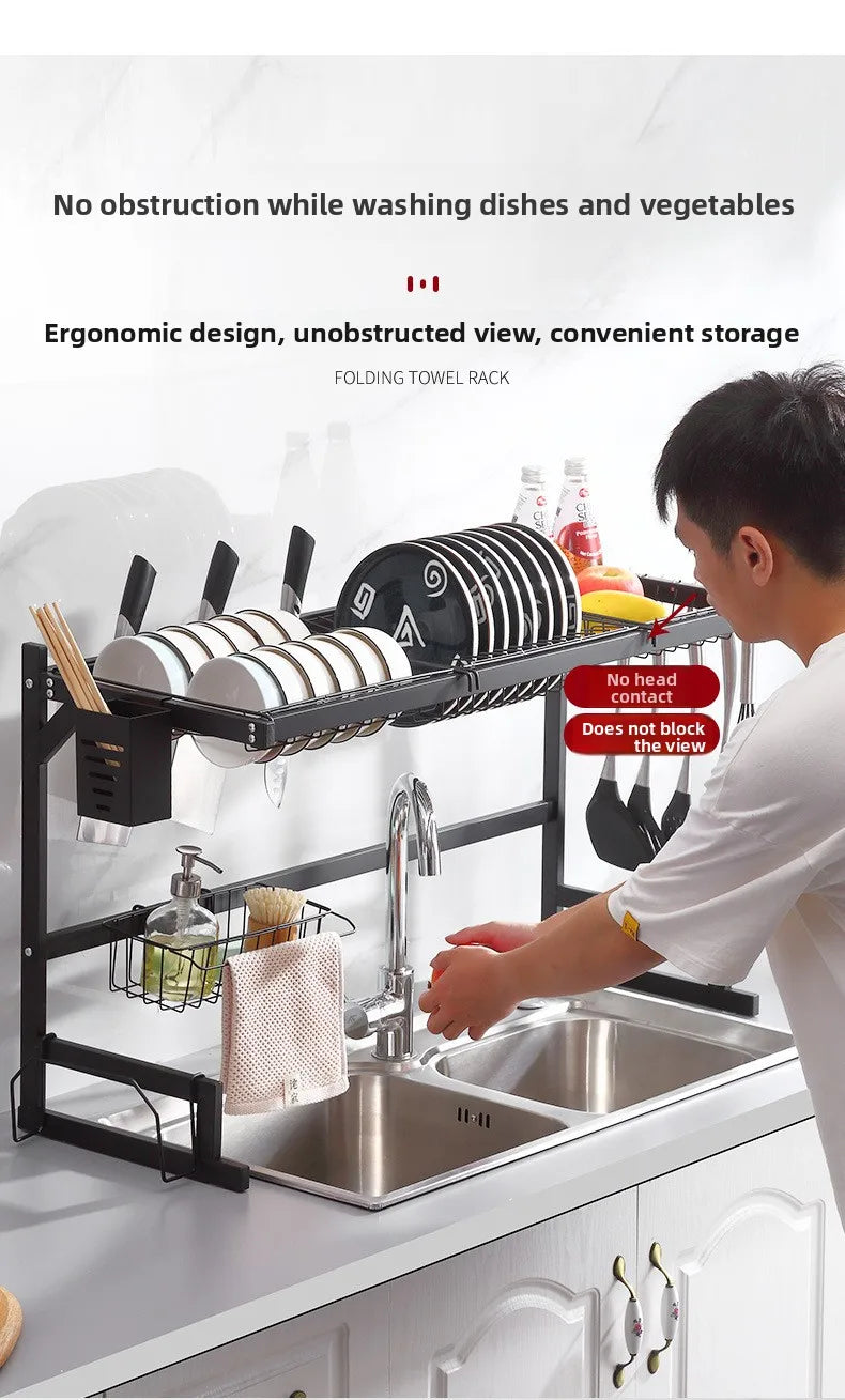 Kitchen Sink Multi-Function Rack Dish Drainer Plate Bowl Storage Shelf Countertop Home Use Organiser Utility Rack Shelf
