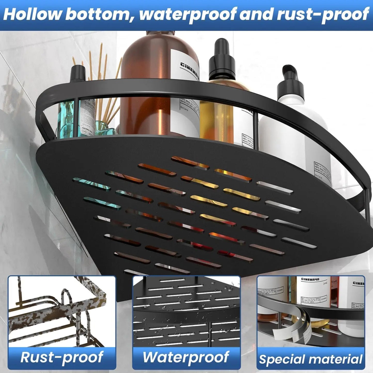 Bathroom Corner Shower Caddy Shelf Storage Rack 2 Tier Wall Tray Organiser HOT.