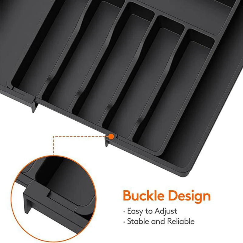 Expandable Cutlery Drawer Organiser, Adjustable Kitchen Utensil Tray Set, Compartment Flatware Storage Divider