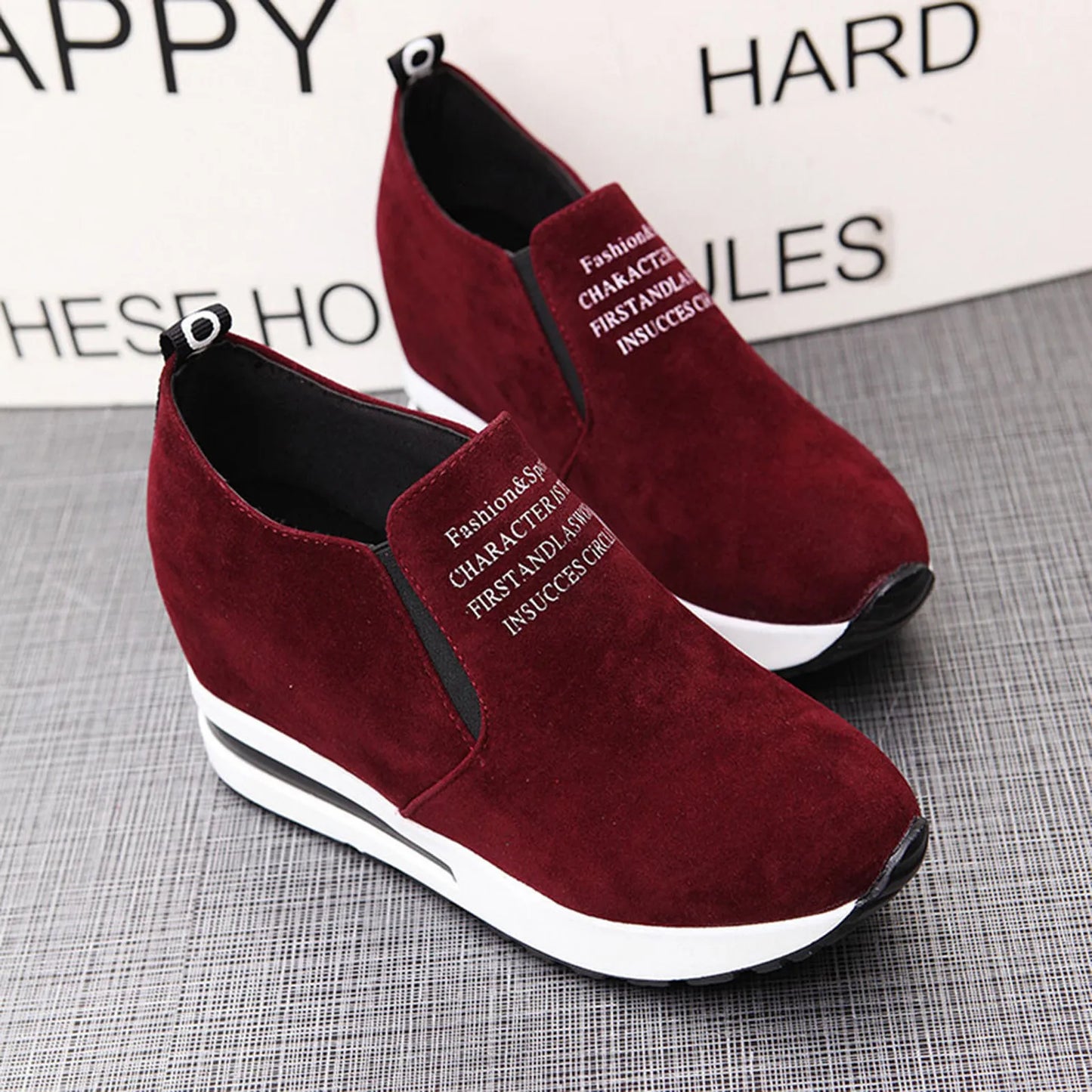 High Platform Shoes 2024 Spring Breathable Suede Sneakers Hidden Increasing Sport Shoes Women Wedge Casual Chunky Shoes