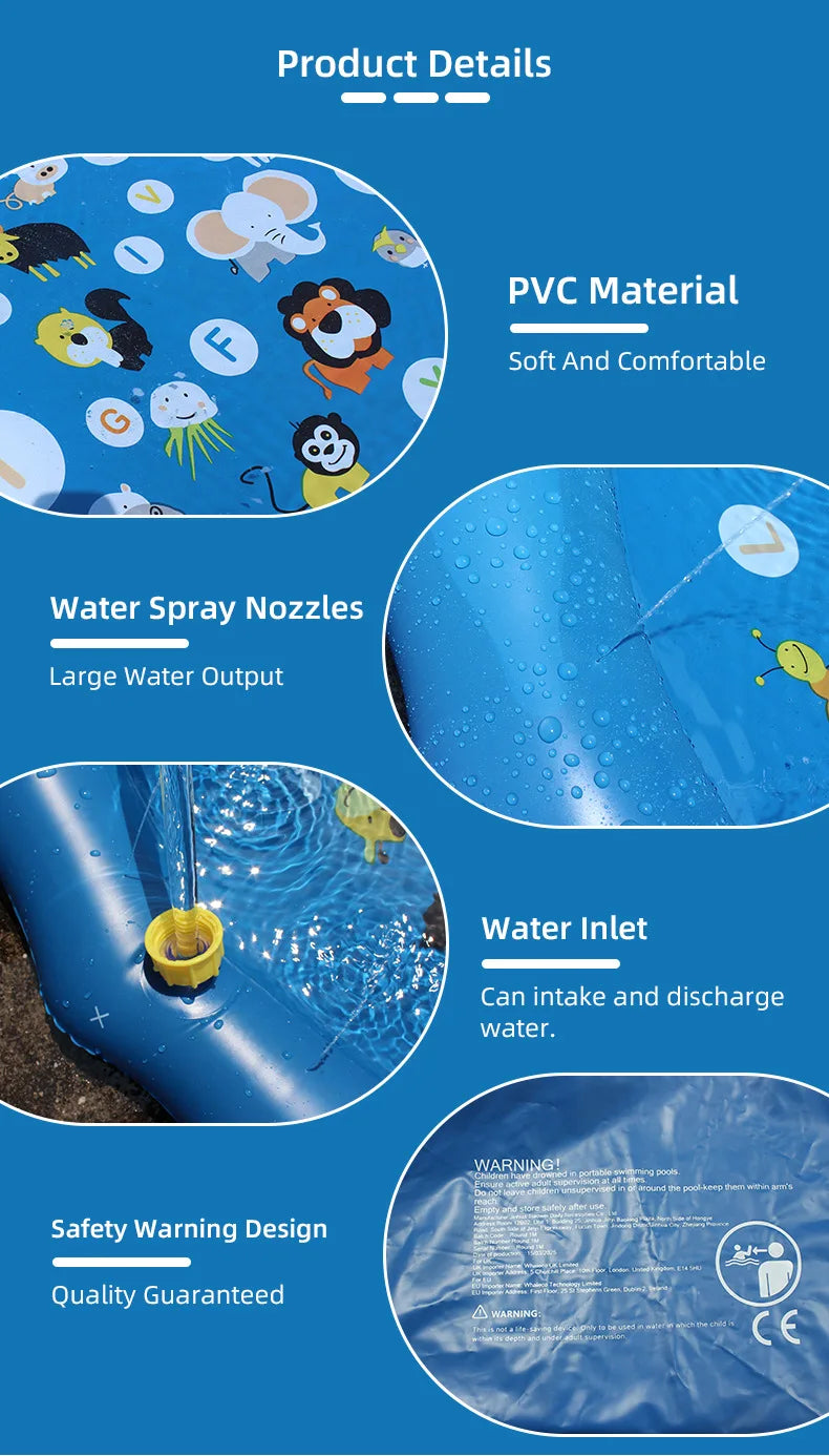 90 Cm Inflatable Water Play Mat Alphabet Beach Spray Mat Children Play Mat Summer Outdoor Backyard Water Toy Children