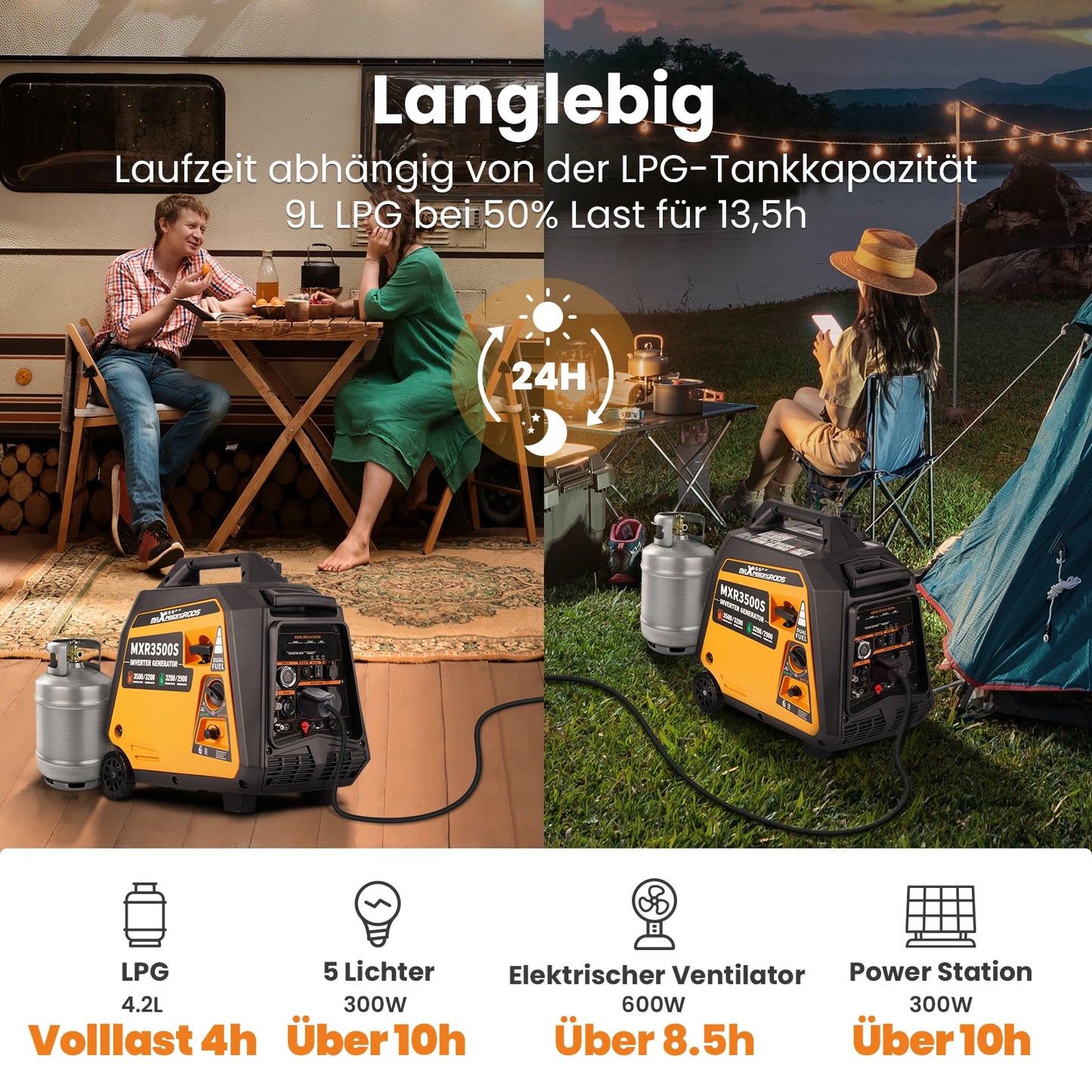3KW LPG/Gasoline Electric Generator Inverter Camping Generators LPG/Gasoline Inverter Generators 3500W 4 Stroke Electric