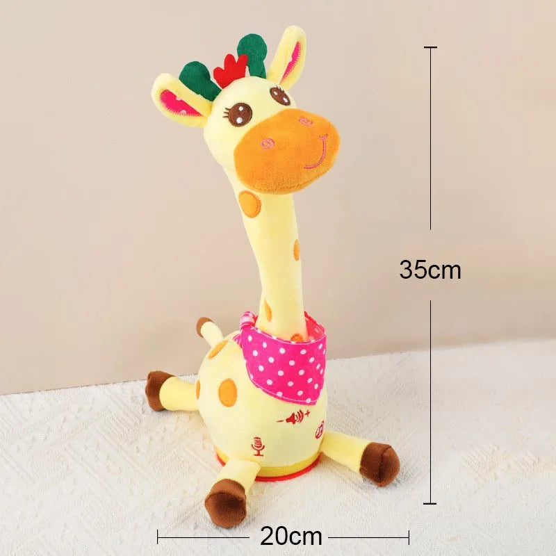 Cute Dancing Talking Giraffe Toy Repeating What You Say with 10 Songs Adjustable Volume Swaying Dancing Giraffe Musical Glowing