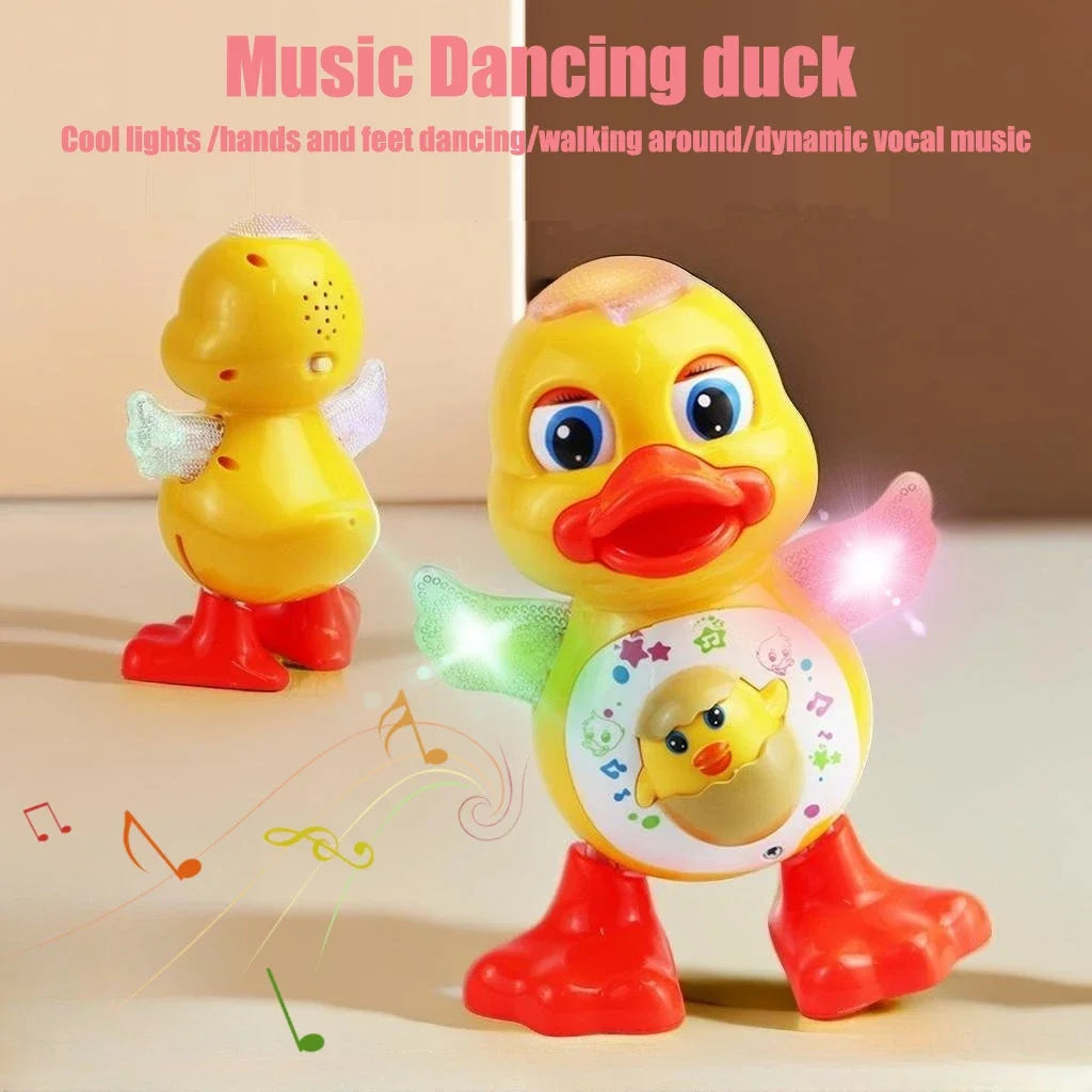 Electronic Dancing Duck Toy – Musical, Flashing Lights, Blinking Eyes, and Body-Shaking Cartoon Animal for Kids