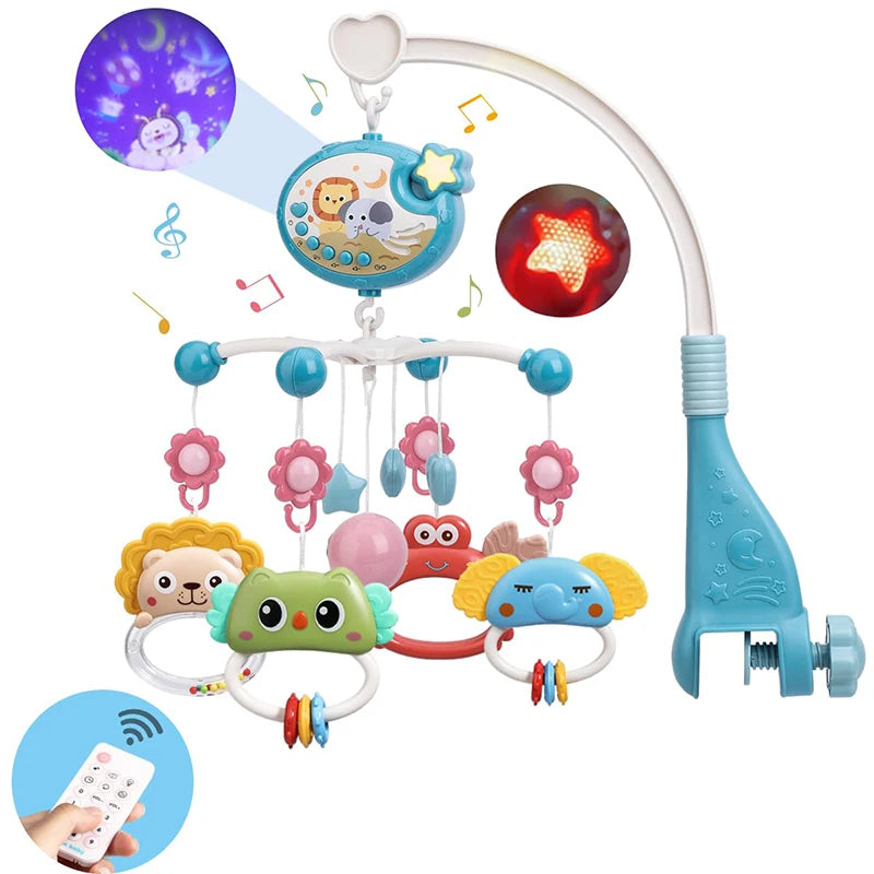 Musical Baby Crib Mobile – Light-Up Music Projection Toy with Remote Control for Infants 0–6 Months