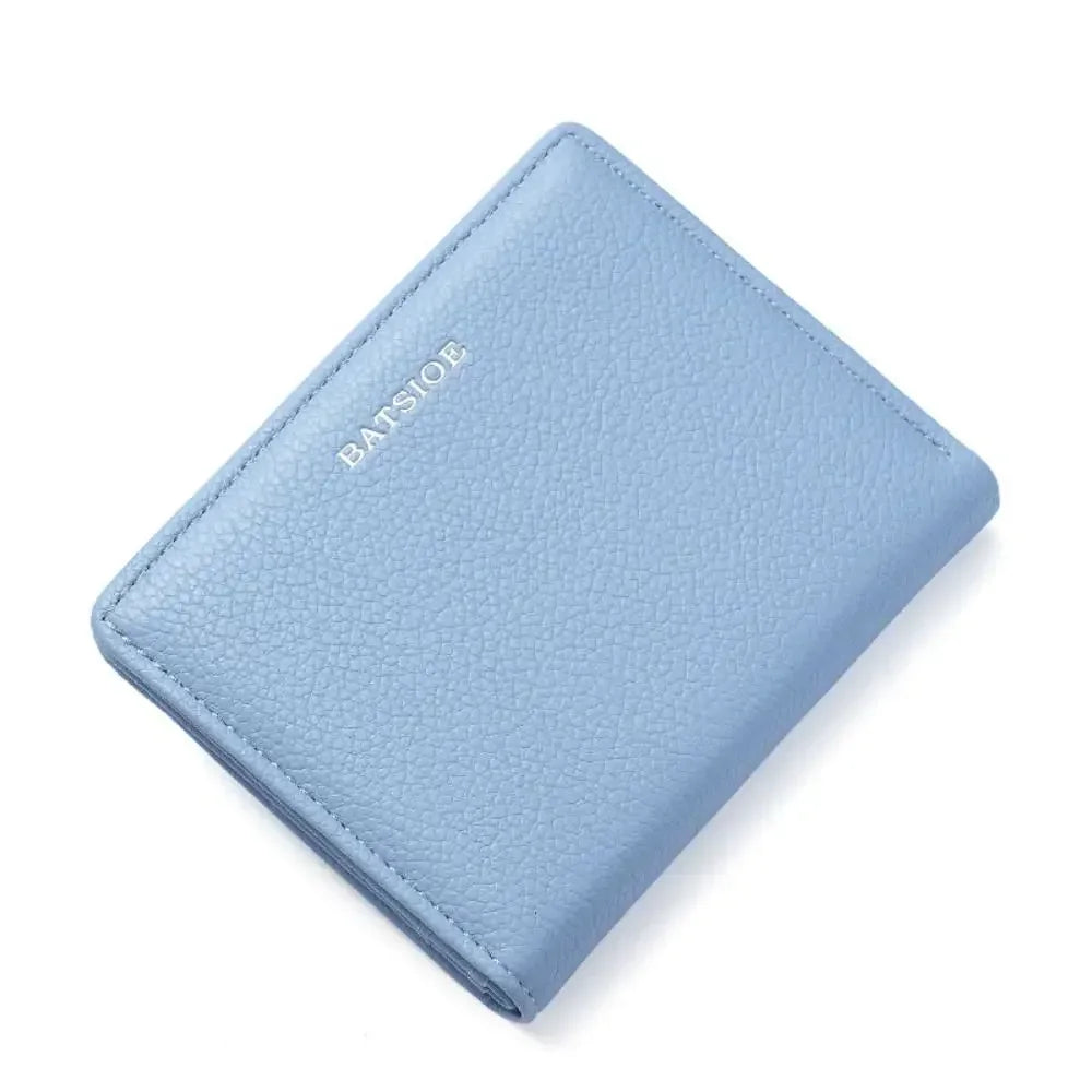 Fashion PU Leather Short Wallet Large Capacity Solid Color Card Holder Thin Women's Handbag Student Men Small Purse Mini Clutch