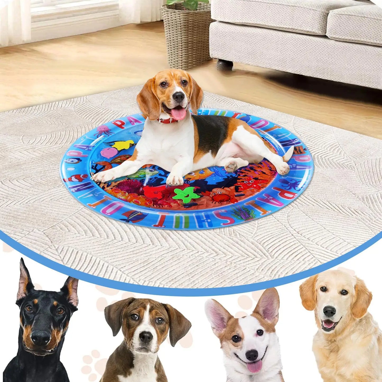 Water Sensory Play Mat Thickened Inflatable Water Mat For Cat And Dog Pet Playmat With Fish Sea Ocean Theme Sensory Toy Water