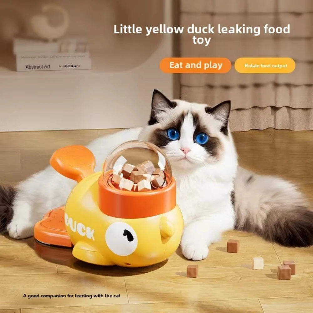 Yellow Duck Interactive Dog Food Dispenser Feeder for Cats Durable Plastic Training Toys Cat Accessories Puzzle Pet Automatic