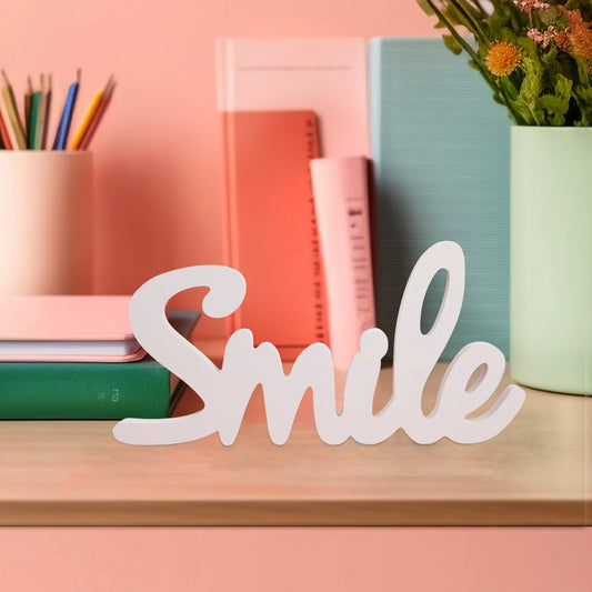 1 Sheaf sheet material SMILE letter decoration, suitable for holidays, anniversaries, wedding table decoration, warm home decora