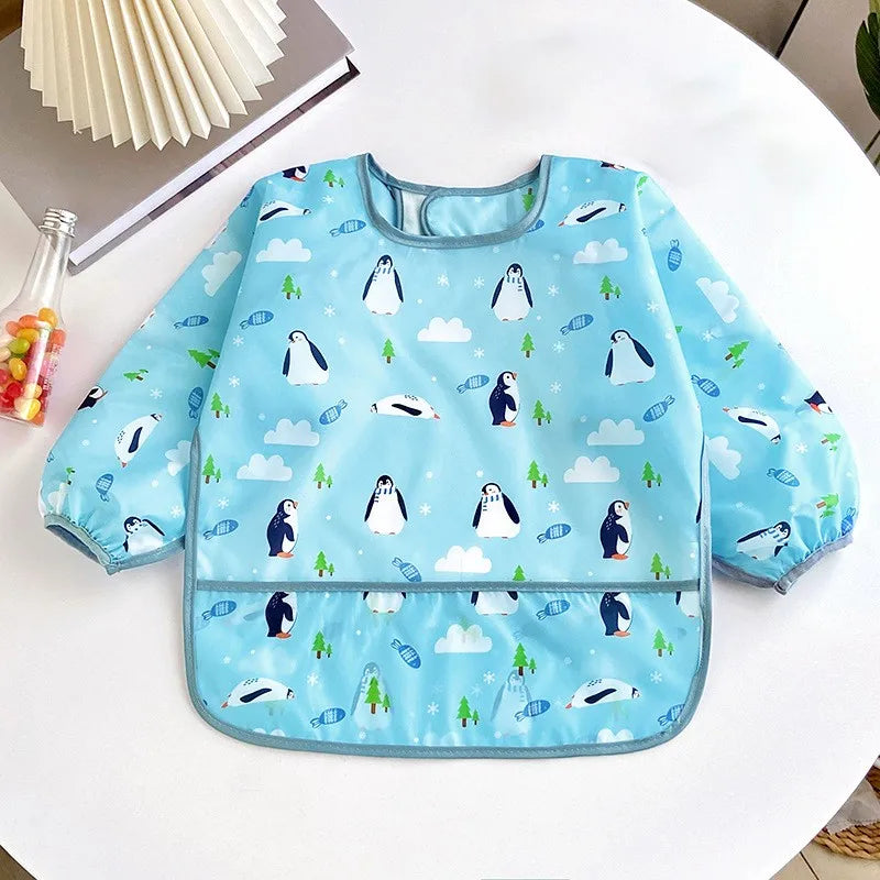 Cute Colourful Cartoon Baby Long Sleeve Bibs