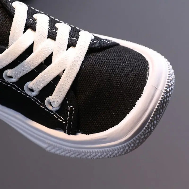 Girls Non-slip Tennis Shoes Infant Toddlers Square Toe Children's Sport Shoes Breathable Causal Lace Up Canvas Sneakers Boys