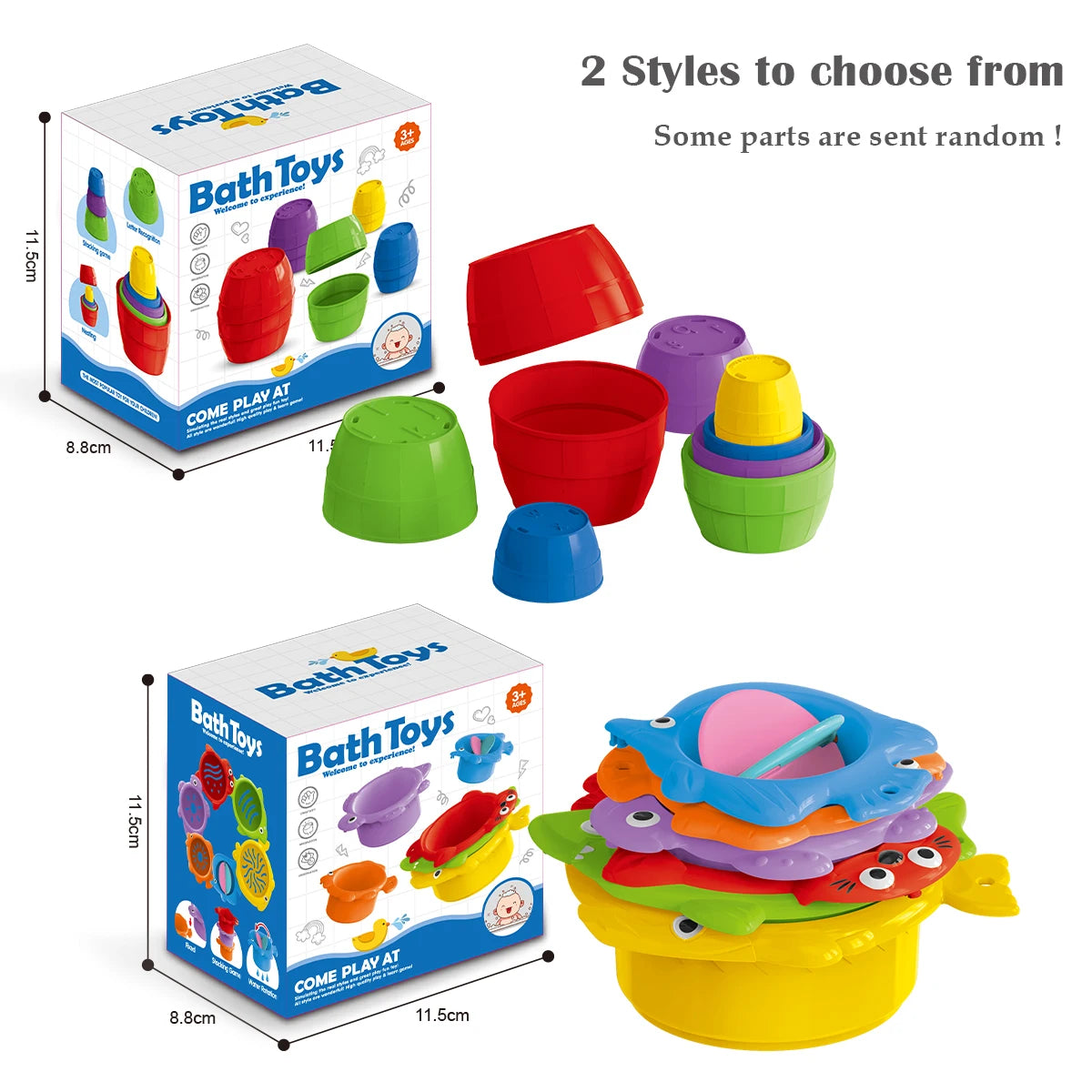 Baby Bath Toys, Stacking Cup Toddler Toy Random Colors Ocean Stacking Tower Bathtub Water Beach Play Bathroom Game Gifts