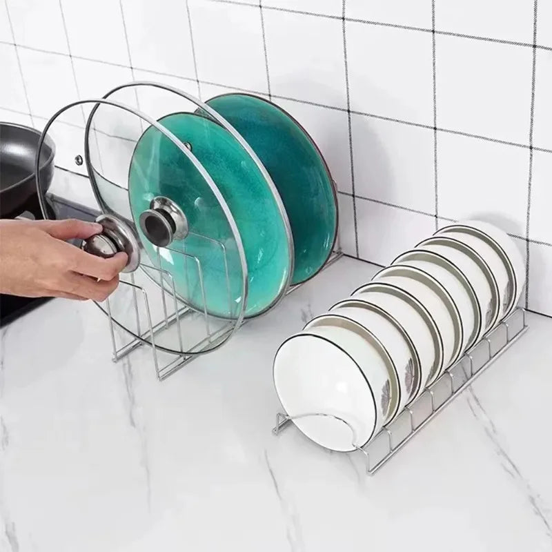 Stainless Steel Dish Storage Rack Desktop Drain Rack Household Bowl Rack Plate Rack Save Space Kitchen Dish Organiser