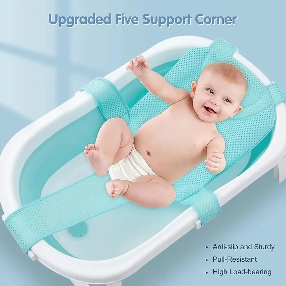 Baby Bath Net Mat Children Newborn Adjustable Bathtub Pillow Seat Cushion Cross-shaped Anti-slip Bathtub Shower Cradle Bed Seat