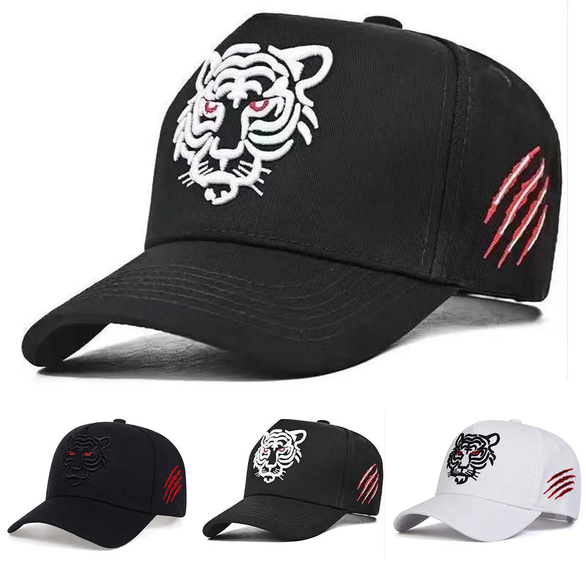 Tiger head embroidered baseball cap for men and women, casual street fashion, versatile style
