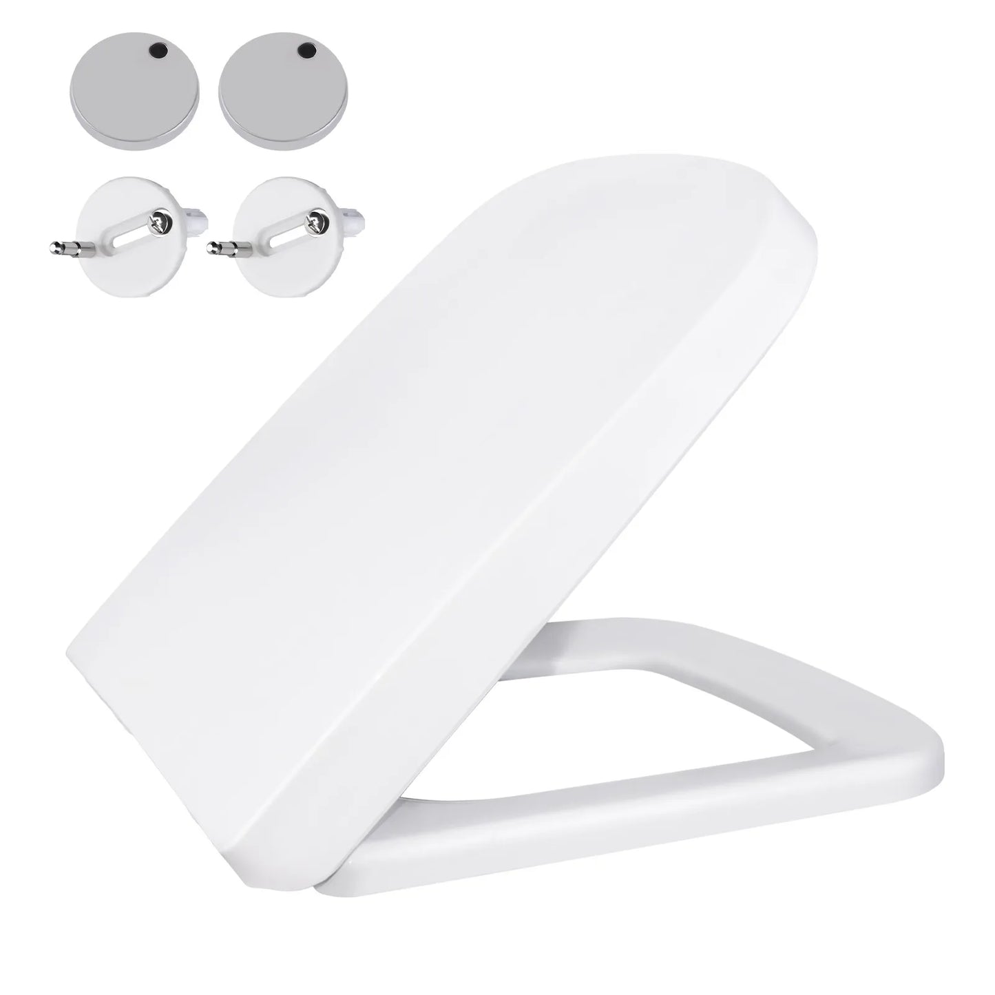 Toilet Seat Slow Close Quiet Lid Thickened Durable for Both Adults Children Universal Bathroom Accessories, Square Shape