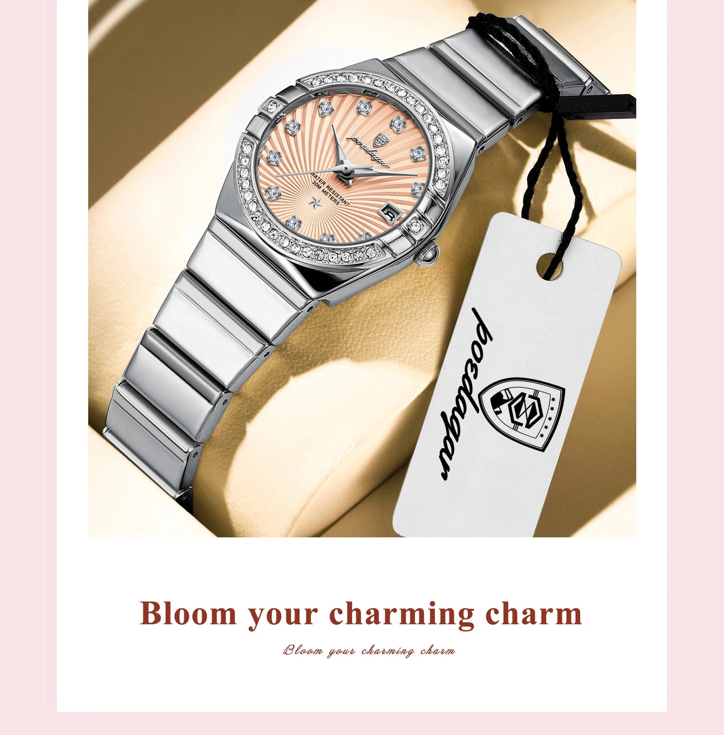 POEDAGAR Top Exquisite Woman Watch Waterproof Luminous Date Stainless Steel Watches For Ladies Elegant Quartz Women's Wristwatch