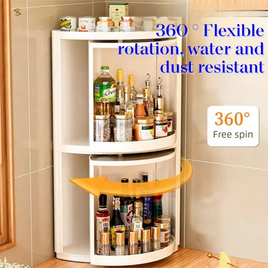 Kitchen triangular rotating shelf wall-mounted storage rack 360° Rotating spice rack, corner storage rack, bottle and jar organiser