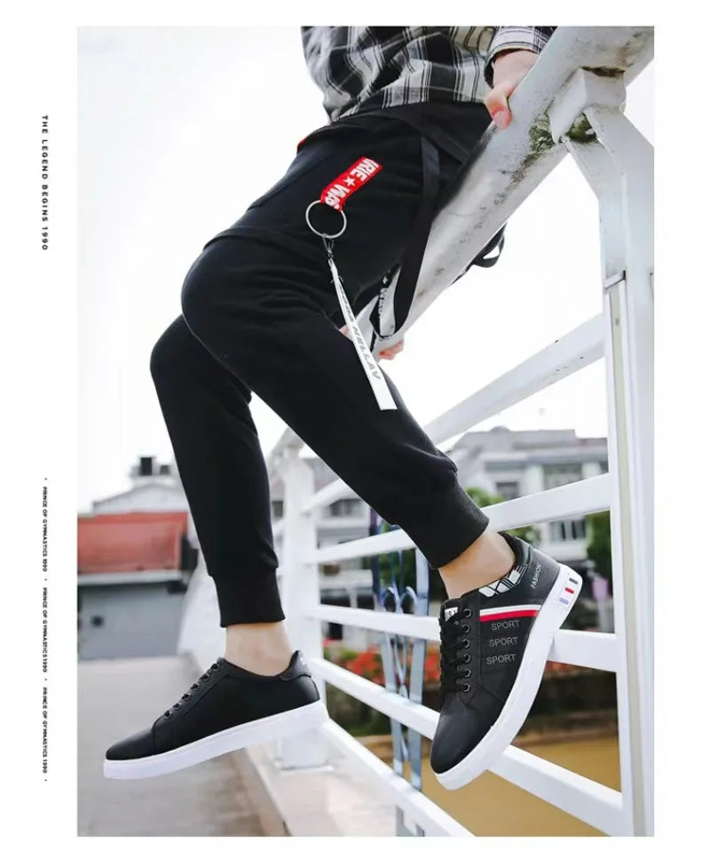 Men's White Casual Trainer Shoes, Outdoor Sport Shoes