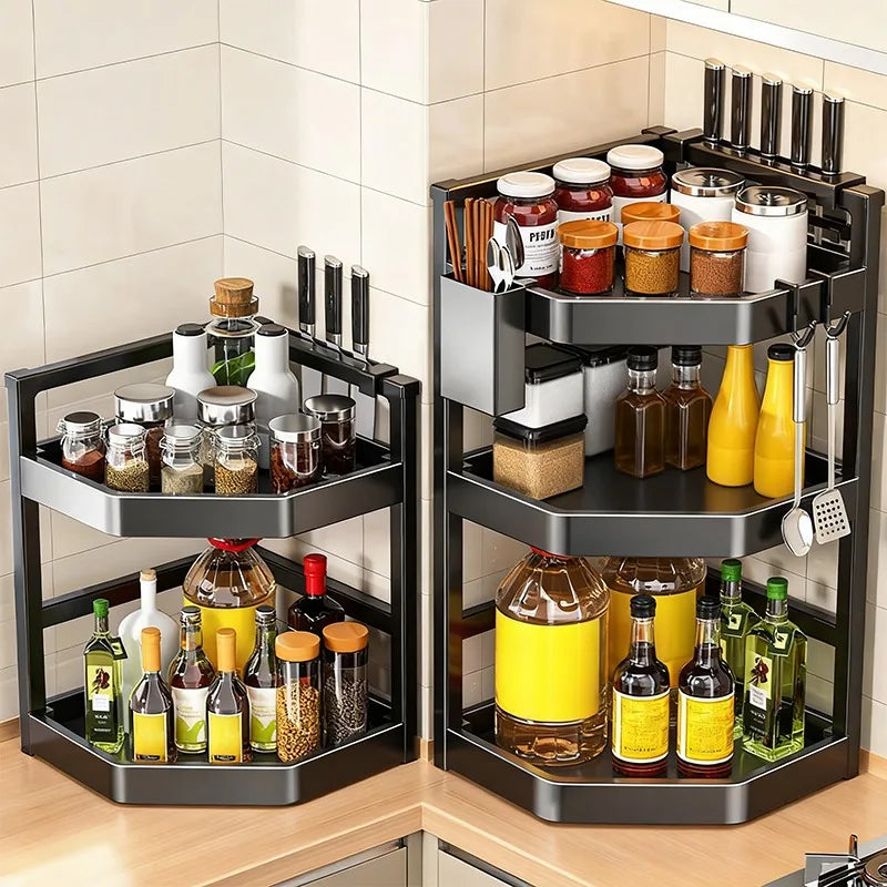 3/2/1 Layers Kitchen Storage Rack Seasoning Spice Bottle Shelf Countertop Corner Stands Space Saving Chopstick Holder Organiser