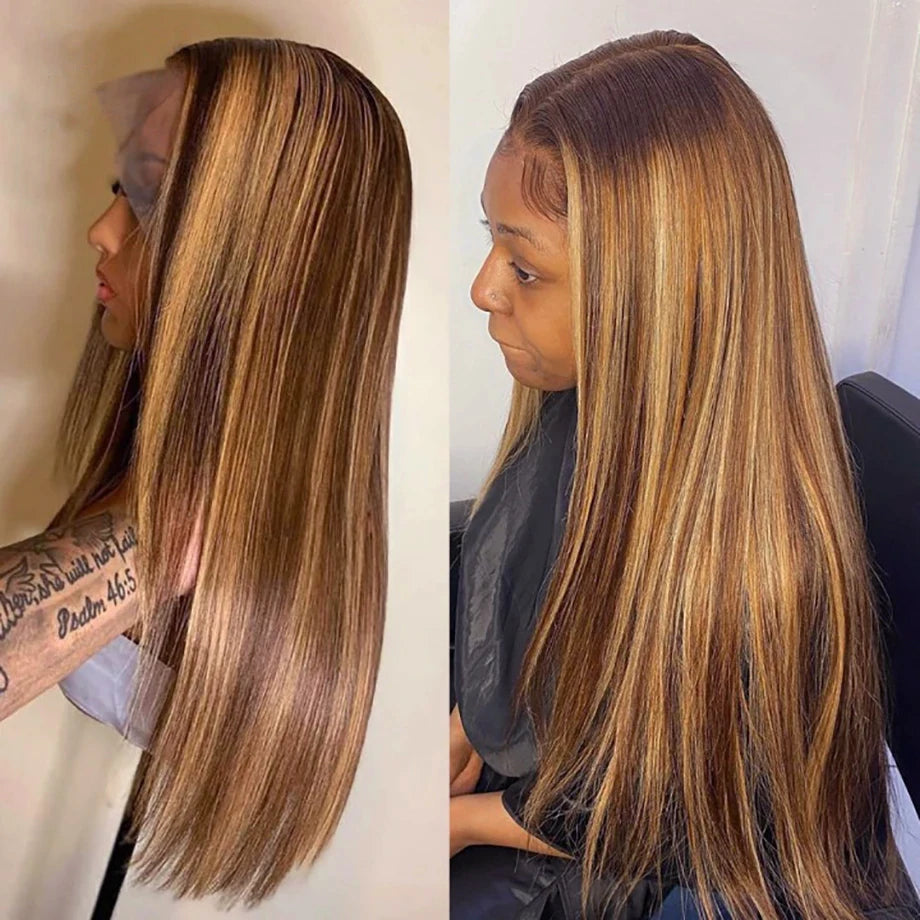 Highlight Wig Human Hair Brazilian 13x4 Straight Lace Front Wig Ombre Honey Blonde 13x6 Hd Lace Frontal Wig For Women Preplucked
