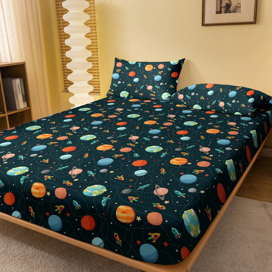 Cartoon Print Bed Cover – Fun Design, Soft & Durable Bedding for Kids and Teens