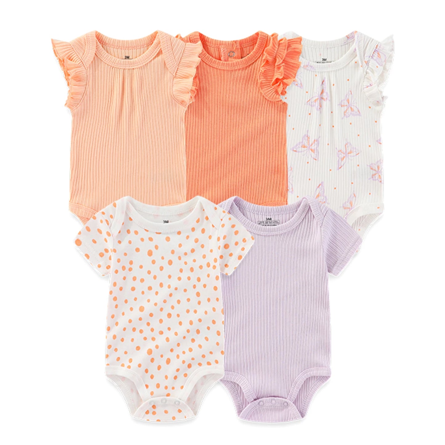 Kiddiezoom 5 Pcs/Lot Four Seasons Fashion Cartoon Short Sleeve Baby Boy Girl Bodysuits Soft Unisex Newborn Onesies Clothing