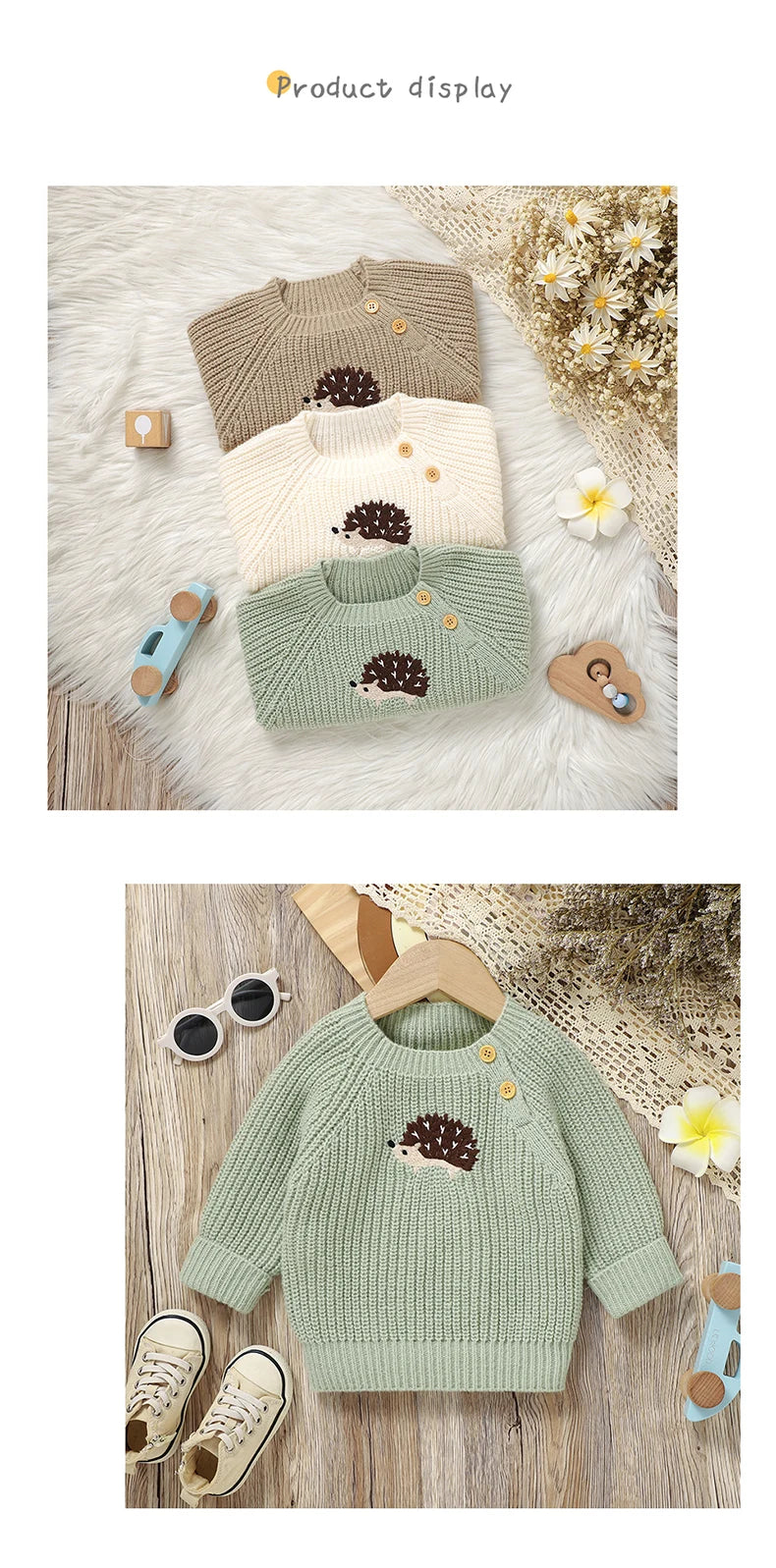 Baby Sweaters Knitted Newborn Girl Boy Pullover Long Sleeve Autumn Infant Children Clothing Cute Cartoon Hedgehog Tops Outerwear