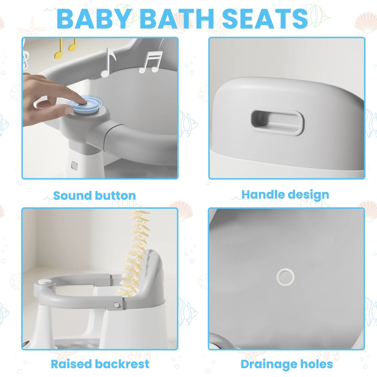 Bath Aid, Stability, Bath, Spa, Bath Time, Aid Tools, Support for Baby Bath, Bath Washing Aid - with Anti Slip,Sit Up Bath Seat