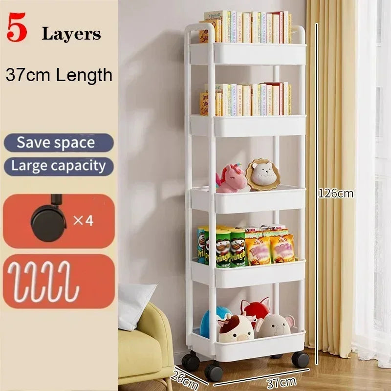 Mobile Kitchen Bookshelf Storage