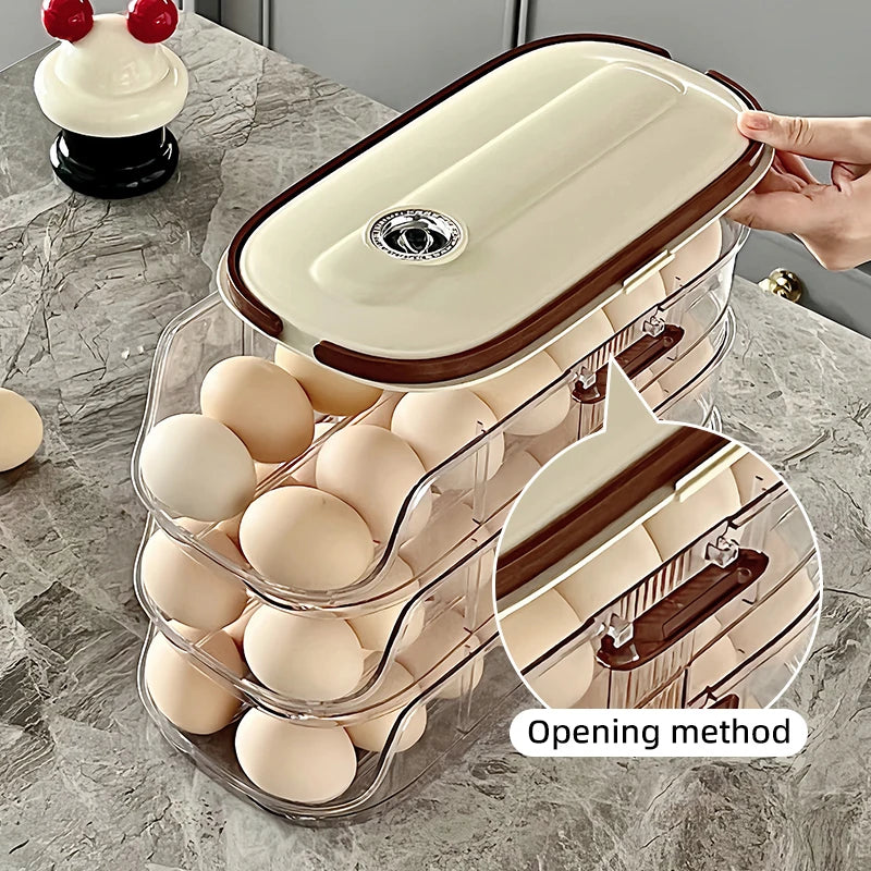1 piece, Egg storage box, automatic rolling refrigerator egg rack storage, hand-held egg refrigerator side door storagerack