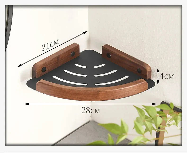Modern Wooden Bathroom Wall Storage Rack – Shelves, Towel Bar & Hooks Set