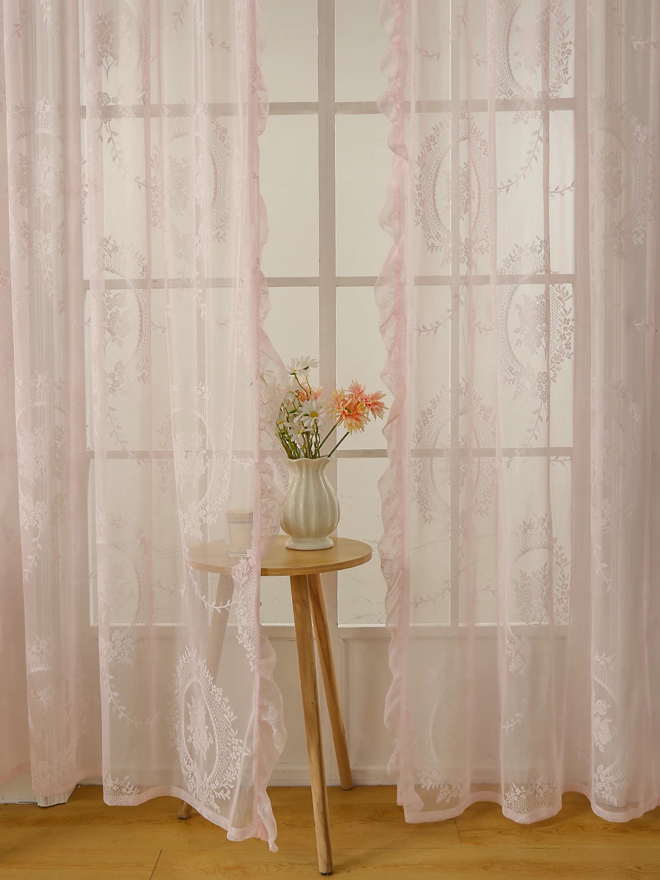 78" Pink Lace  Curtains