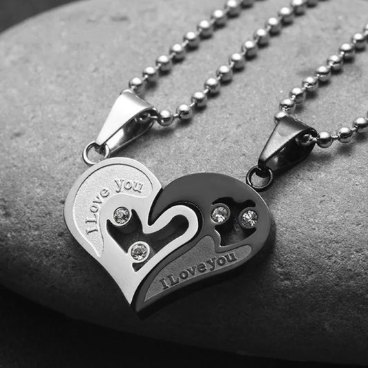 'I Love You' Stainless Steel Necklace Two Piece Set