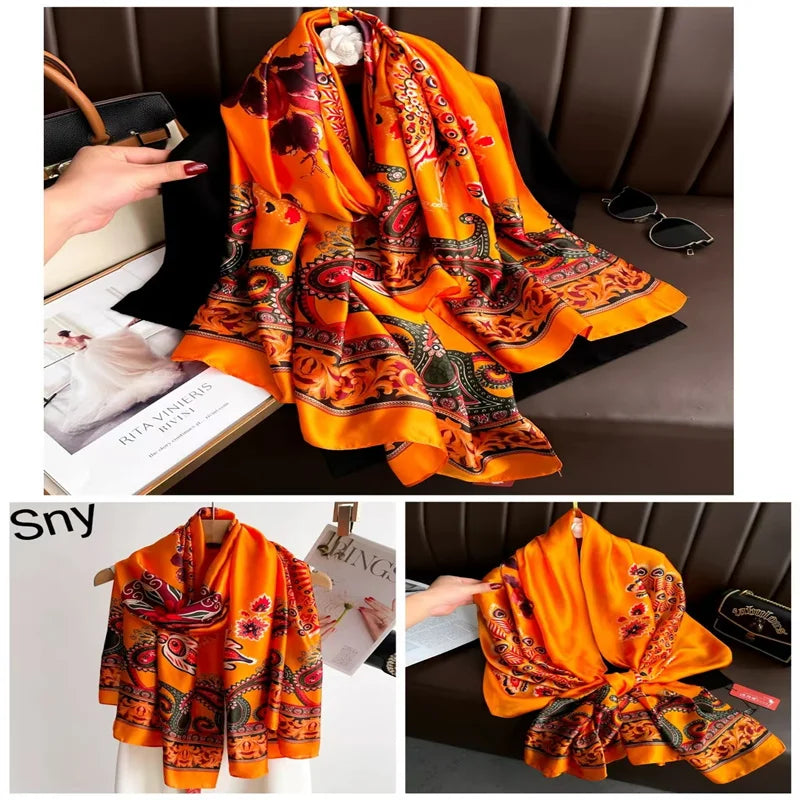 Tensili Brocade Satin Scarf Printed Silk Shawls