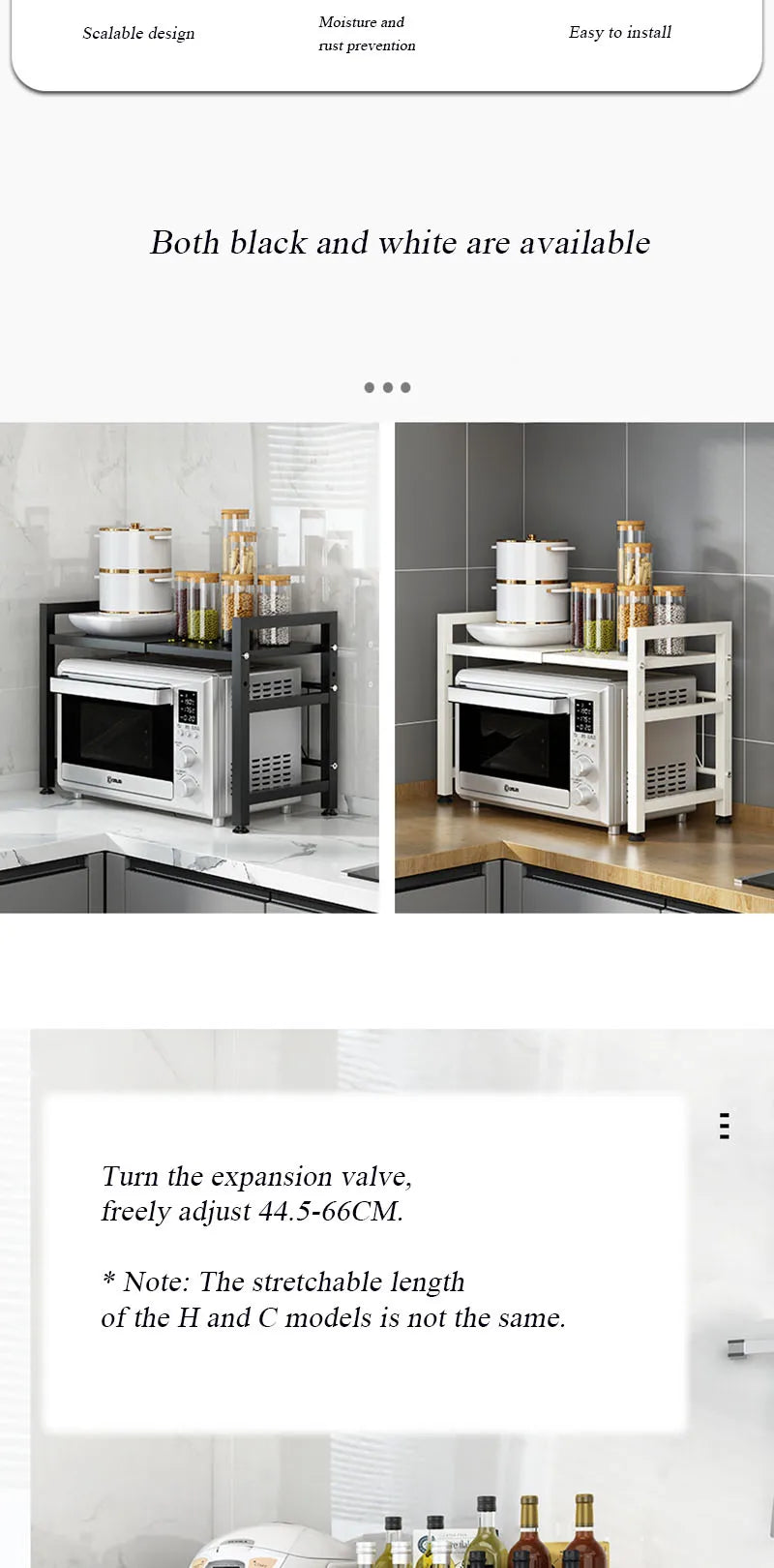 Retractable Multi-Functional Kitchen Rack Table Microwave Stove Rack Stove Cabinet Storage Rack Rice Cooker Storage Rack