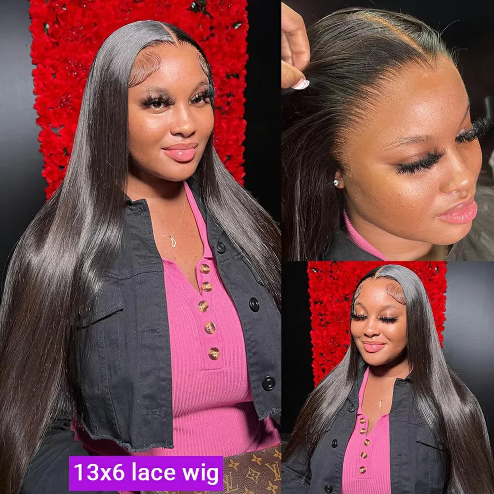 30 40 Inch 13x4 13x6 Straight HD Lace Frontal Wigs Brazilian Remy Lace Front Human Hair Wig Pre Plucked For Women 200 Density